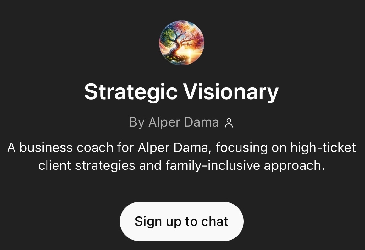 Screenshot of Alper Dama's business coaching ChatGPT wrapper